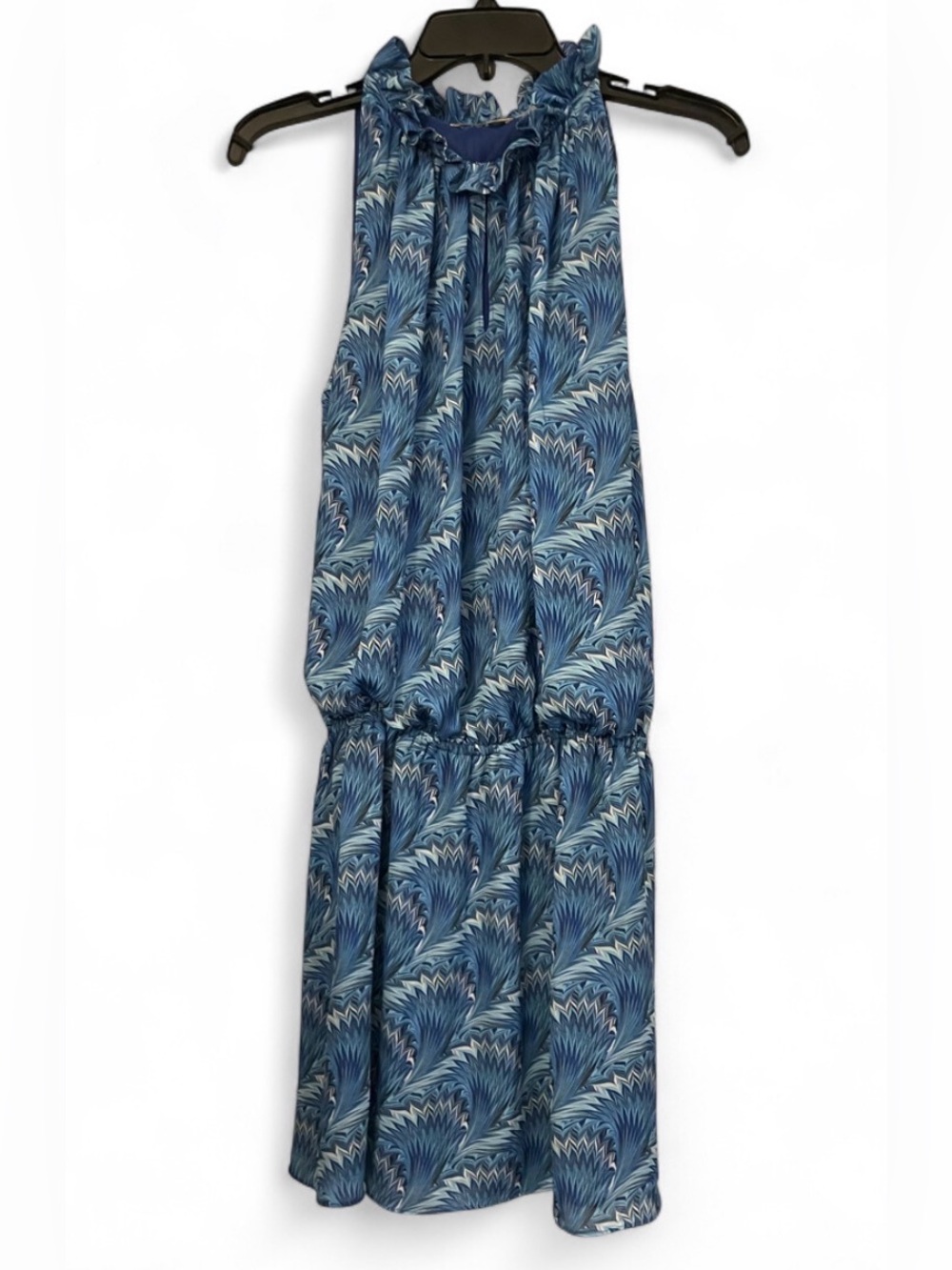 NWT Ramy Brook Blue Printed Aiden Dress Womens Size Medium